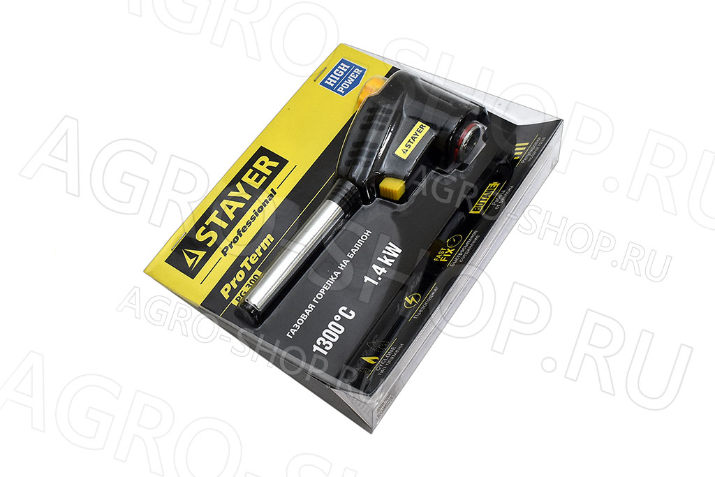 Горелка газовая "ProTerm" пьезоподжиг, вихревое пламя Professional STAYER (55582)
