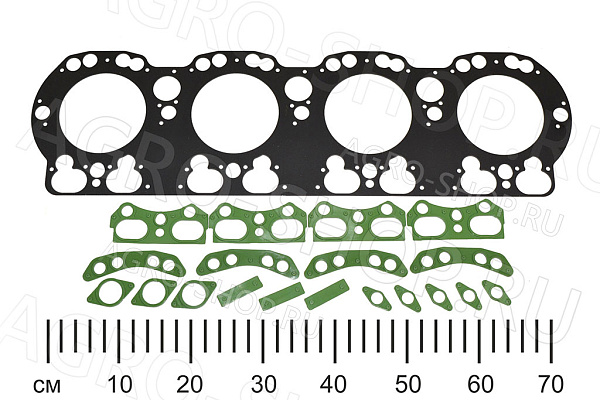 Прокладка ГБЦ 238Д-1003212 стальная + РК уплотнений (силикон синий/зеленый) ЯМЗ-238БЕ; 238ДЕ; 7511  