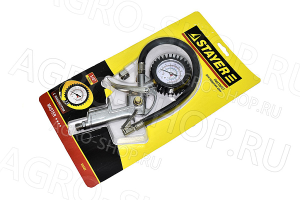 Пистолет для накачки шин с манометром (6Атм) STAYER (06482)