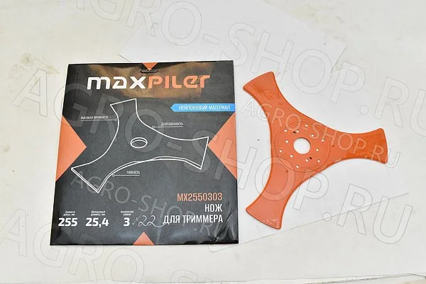 Диск для триммеров 3-х лопастной нейлон (255х25,4х3,5мм) Maxpiler (MX2550303)