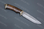 Нож "Лазутчик" (лезвие: дамасская сталь; рукоять: литье мельхиор, ореховый кап)