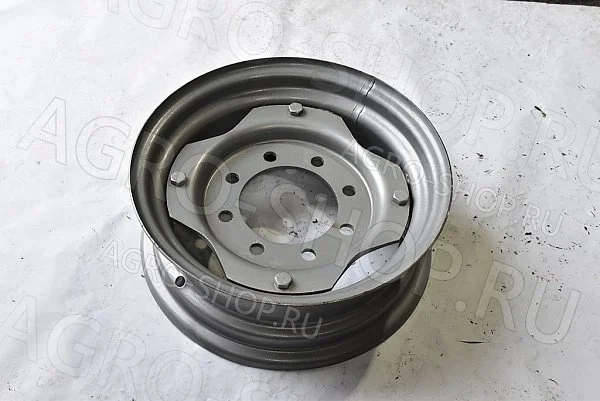 Диск колеса DW 6.0Fх16 (887.3101012) разборный на болтах, под ступицу 8 отв. d-145/D-190/ET-0, серебо 2ПТС-4, КТУ-10 Китай