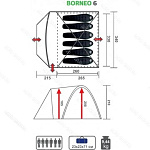 Палатка BORNEO-6-G зеленая PREMIER 