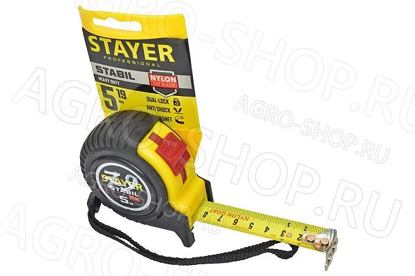 Рулетка  5м/19мм обрезиненная STAYER (34131-05_z02)