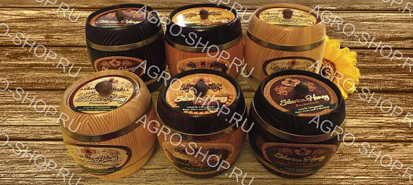 Мёд натуральный дягиль в деревянном бочонке 0,75 кг. 