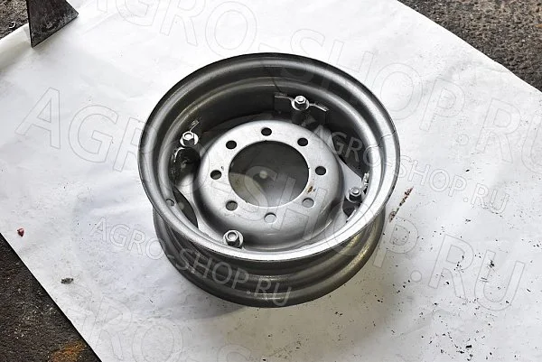 Диск колеса DW 6.0Fх16 (887.3101012) разборный на болтах, под ступицу 8 отв. d-145/D-190/ET-0, серебо 2ПТС-4, КТУ-10 Китай