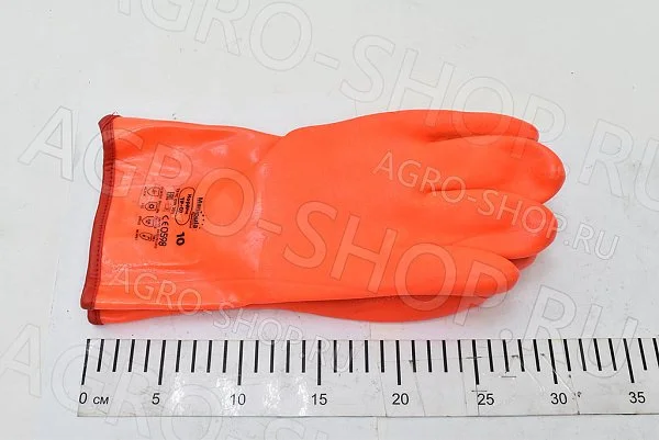 Перчатки НОРДИК (WG-786/TP-07), джерси, ППУ, ПВХ сплошной, крага, 300мм, оранжевый (6) р.10 Пер 607