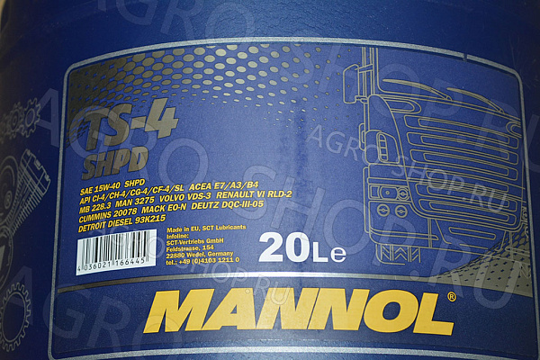 Масло моторное TS-4 SHPD 15w40 CI-4/SL 20л MANNOL