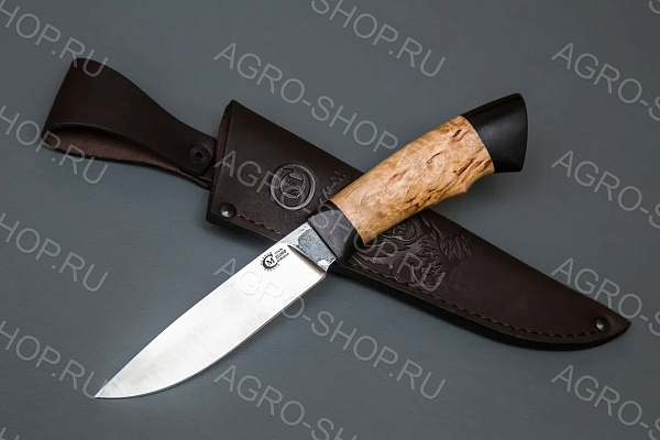 Нож "Кулик" (лезвие: кованая сталь Х12МФ; рукоять: карельская береза, черный граб)