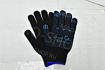 Перчатки ПХВ АГРОЦЕНТР х/б с точечками, черные, класс вязки 7 (10/360) р.9 артикул 3.1211.011