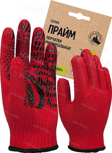 Перчатки х/б с ПВХ ПРАЙМ СПЕЦ-SB®, 76 гр, красный,картонный ярлык