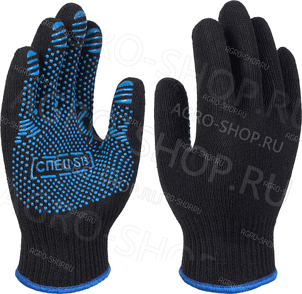 Перчатки х/б с ПВХ СПЕЦ-SB® PRO, черные (9)