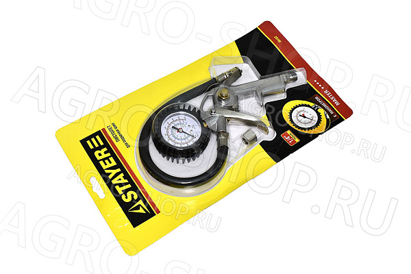 Пистолет для накачки шин с манометром (6Атм) STAYER (06482)