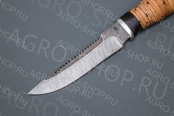 Нож Судак (лезвие: дамасская сталь; рукоять: береста, граб, дюраль)