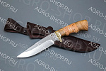 Нож "Легионер" (лезвие: сталь 65х13; рукоять: латунное литье, береста, орех)