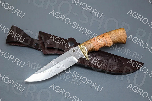 Нож "Легионер" (лезвие: сталь 65х13; рукоять: латунное литье, береста, орех)