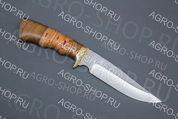 Нож "Легионер" (лезвие: сталь 65х13; рукоять: латунное литье, береста, орех)