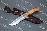 Нож "Галеон" (лезвие: сталь 65х13; рукоять: латунное литье, береста, орех)