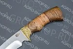Нож "Галеон" (лезвие: сталь 65х13; рукоять: латунное литье, береста, орех)