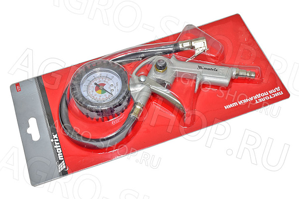 Пистолет для накачки шин с манометром (12Атм) MATRIX (57322)