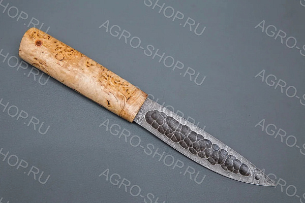 Нож Якутский, "средний" (лезвие: дамасская сталь; рукоять: карельская береза)